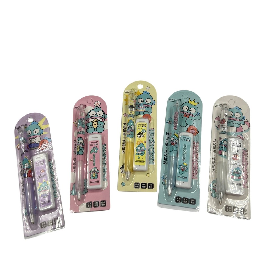Lot of 5 Hangyodon Mechanical Pencil Sets with HB Lead Refills Assorted Colors
